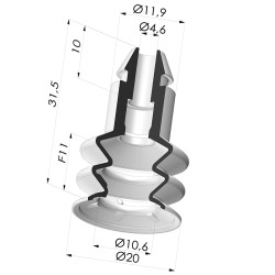 Ventosa 2.5 Soffietti Serie 8 Ø 20MM