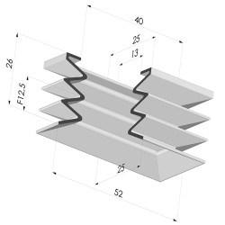 Ventosa Rettangolare Serie 4P 52x25MM