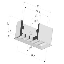 Ventosa Rettangolare Serie 4PB 59.7x29.7MM