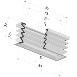Ventosa Rettangolare Serie 4PA 80x26MM