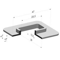 Ventosa Rettangolare Serie 4F 47x39MM