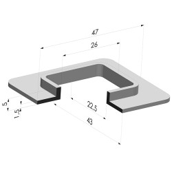 Ventosa Rettangolare Serie 4F 47x43MM