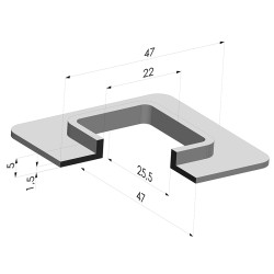 Ventosa Rettangolare Serie 4F 47x47MM