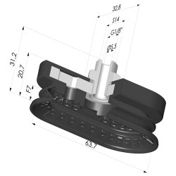 Ventosa Ovale 1.5 Soffietti Serie 4R 63.7x32.8 mm