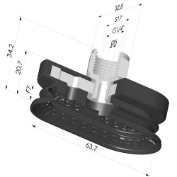 Ventosa Ovale 1.5 Soffietti Serie 4R 63.7x32.8 mm