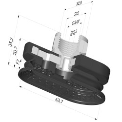 Ventosa Ovale 1.5 Soffietti Serie 4R 63.7x32.8 mm