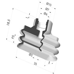 Ventosa Ovale 2.5 Soffietti Serie 4VS 25x8MM