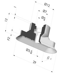 Ventosa Ovale Serie 4V 30x10MM