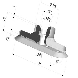 Ventosa Ovale Serie 4V 36x12MM