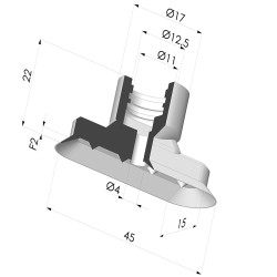 Ventosa Ovale Serie 4V 45x15MM