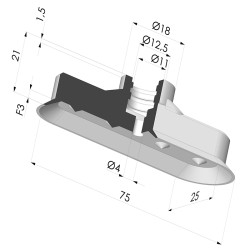 Ventosa Ovale Serie 4V 75x25MM
