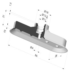 Ventosa Ovale Serie 4V 85x28MM