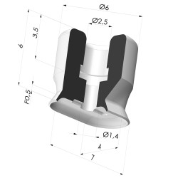 Ventosa Ovale Serie PFG 7x4 MM