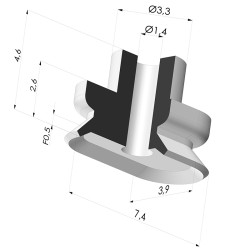 Ventosa Ovale Serie PFG 7.4x3.9 MM