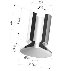 Ventosa Piatta Serie 7 Ø 17MM
