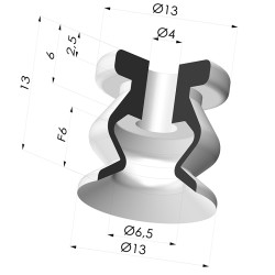 Ventosa 1.5 Soffietti Serie VCS 1 Ø 13.2 mm
