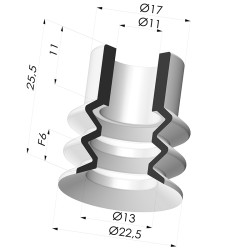 Ventosa 2.5 Soffietti Serie VCS 2 Ø 22.5 mm