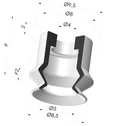 Ventosa 1.5 Soffietti Serie PJG Ø 8.4 mm