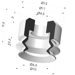 Ventosa 1.5 Soffietti Serie PJG Ø 10.2 mm