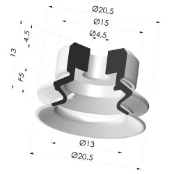 Ventosa 1.5 Soffietti Serie PJG Ø 20.5 mm