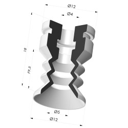 Ventosa 2.5 Soffietti Serie AR VF Ø 12 mm