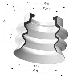 Ventosa 2.5 Soffietti Serie AR VF Ø 45 mm