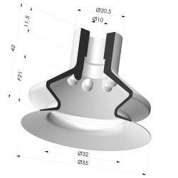 Ventosa 1.5 Soffietti Serie AR VF Ø 55 mm