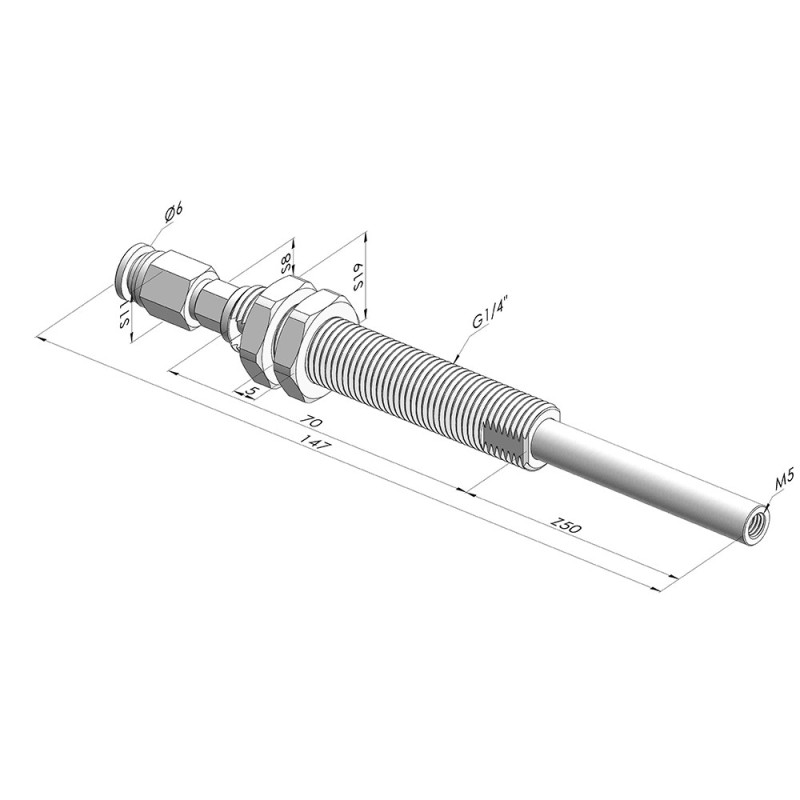 Novacom : Ens. Ressort Série ER M5 - Z 50MM - Anti rotation - Raccord vide droit