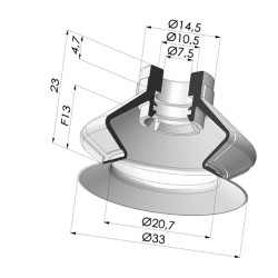 Ventosa 1.5 Soffietti Serie 8SP Ø 33MM