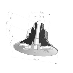 Ventosa Piatta Serie 90 Ø 42,3MM