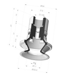 Ventosa 1.5 Soffietti Serie 91 Ø 22.2MM