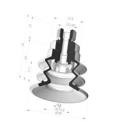 Ventosa 2.5 Soffietti Serie 96B Ø 30MM