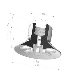 Ventosa Piatta Serie 90 Ø 42,3MM