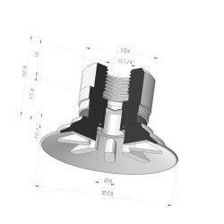 Ventosa Piatta Serie 90 Ø 53MM