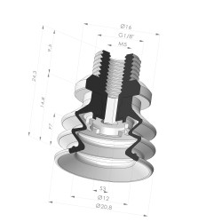 Ventosa 2.5 Soffietti Serie 96C Ø 20.8MM
