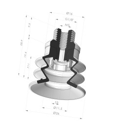 Ventosa 2.5 Soffietti Serie 96C Ø 26MM