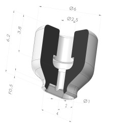 Ventosa Ovale Serie PFG 4x2 mm
