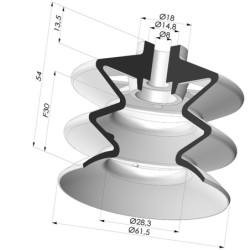 Ventosa 2.5 Soffietti Serie 2 Ø 61.5MM per imbottigliamento