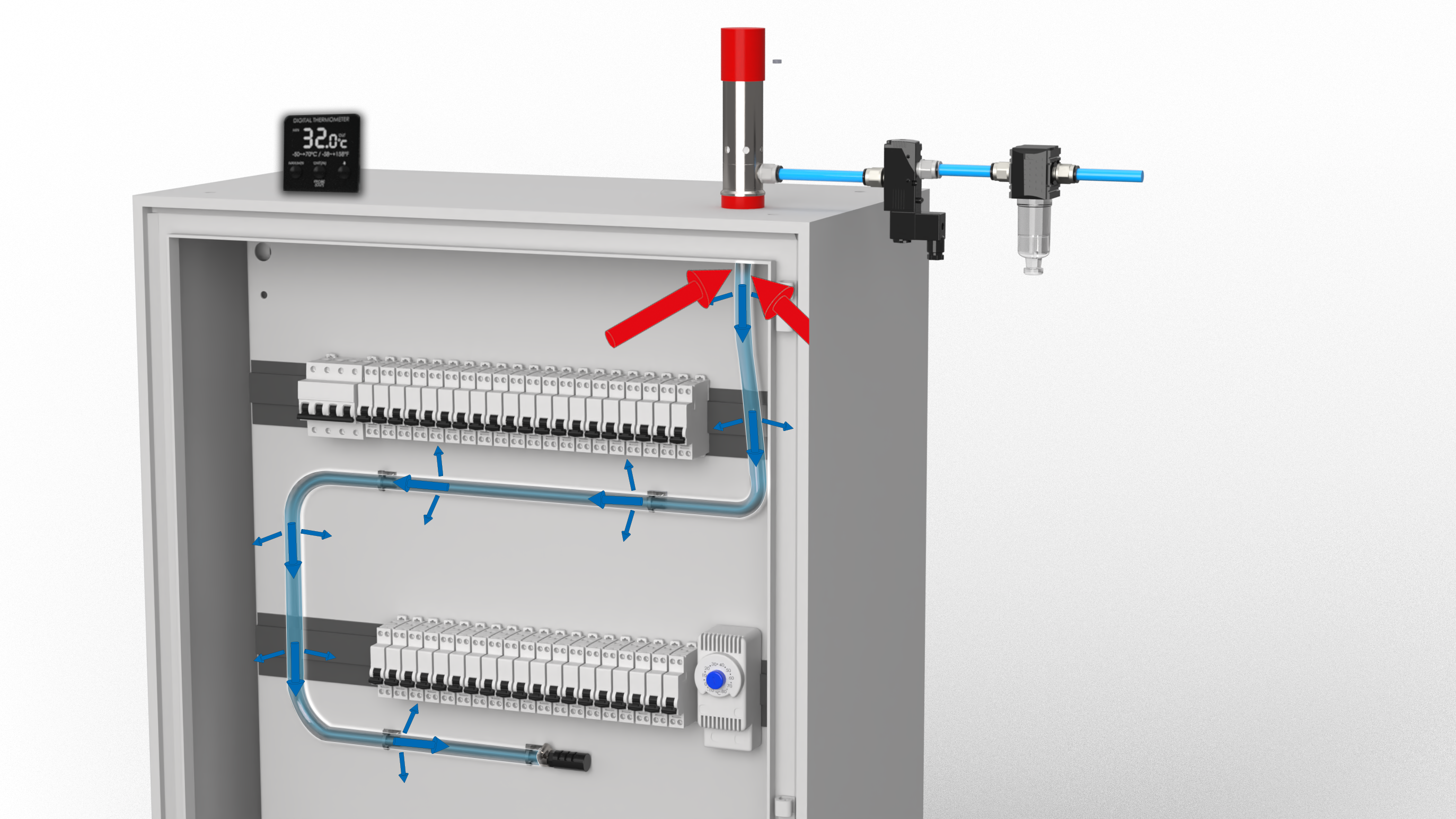 Installazione di un raffreddatore a effetto Vortex in un quadro elettrico industriale